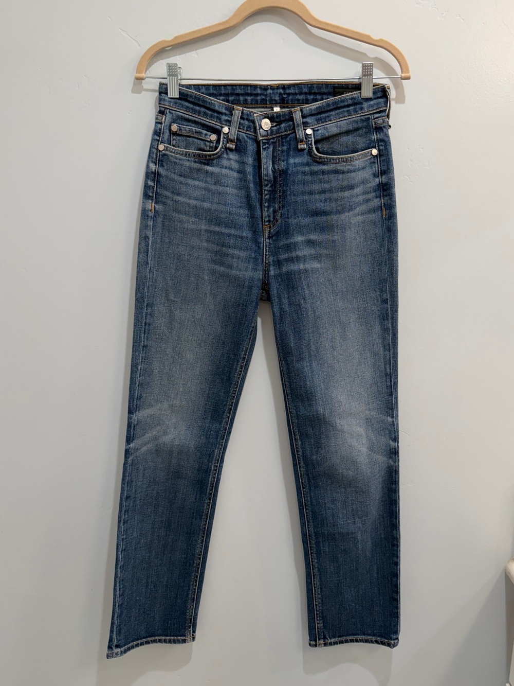 rag & bone Nina High-Rise Ankle Cigarette Jeans Blue Dillon Wash Cropped Size 26 - Picture 3 of 10